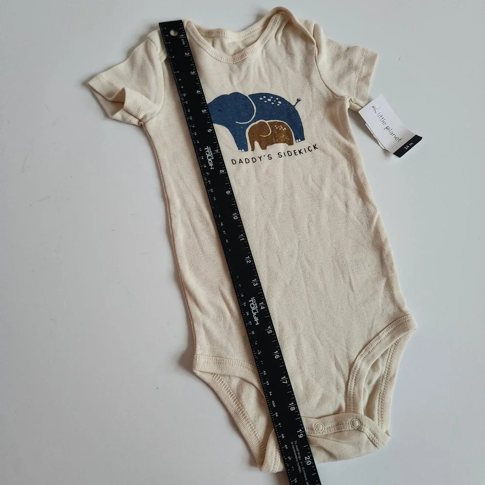 Little Planet Organic Cotton Baby Bodysuit 24 Months Elephants Daddy's Sidekick‎